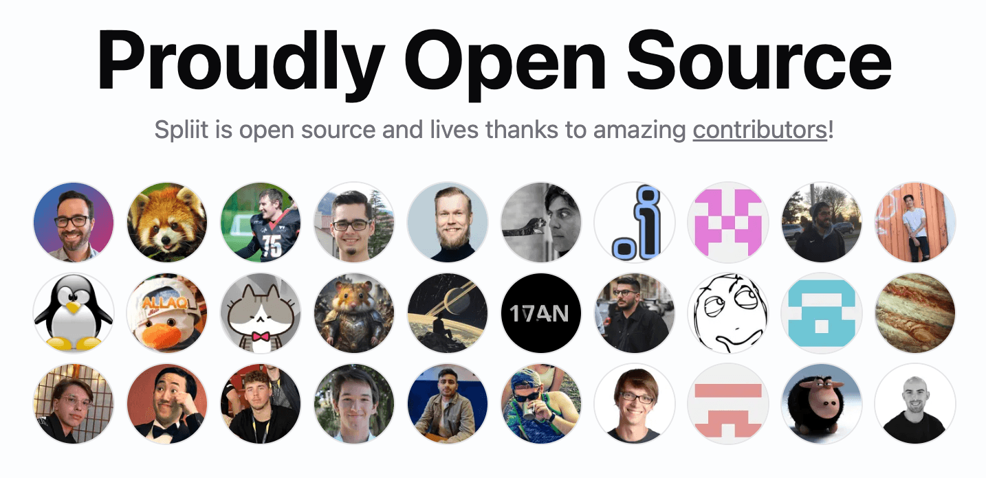 The many contributors who make Spliit